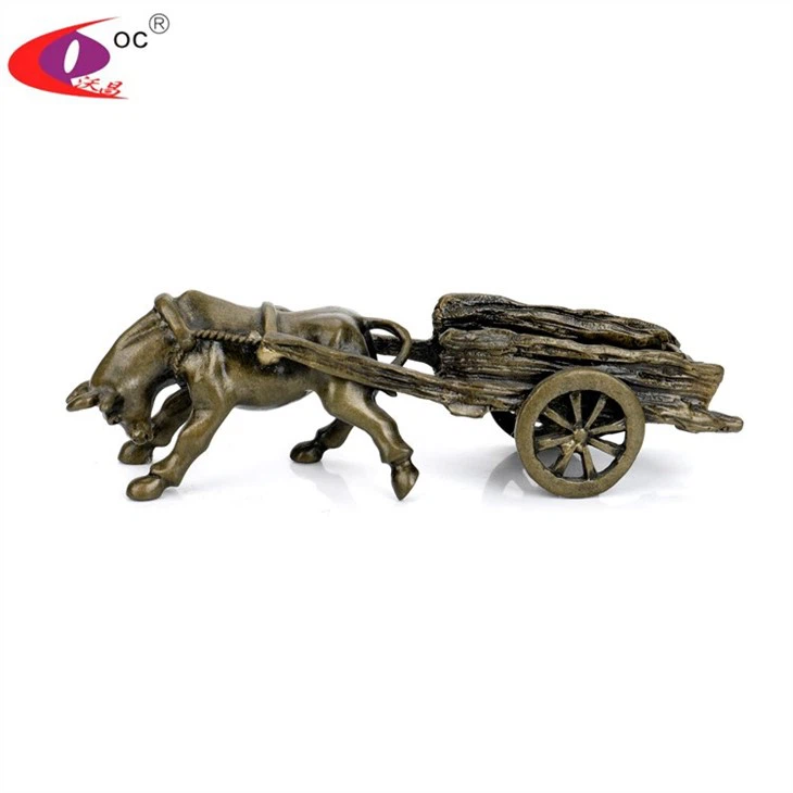 Custom Metal Animal Figurines Horse Carriage Statue Desktop Decoration